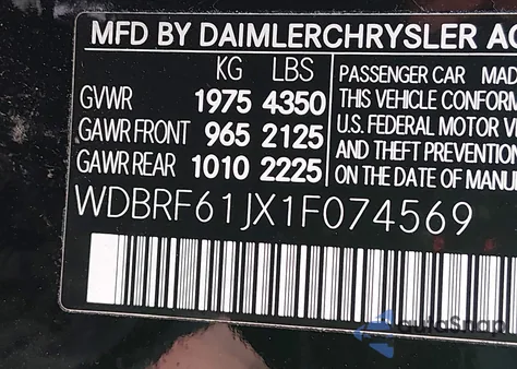 2001 Mercedes-Benz C 240 from USA, damaged, VIN WDBRF61JX1F074569